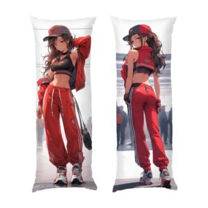 Фитнес-леди в стиле аниме в красном спортивном костюме Anime style fitness lady in a red sports suit